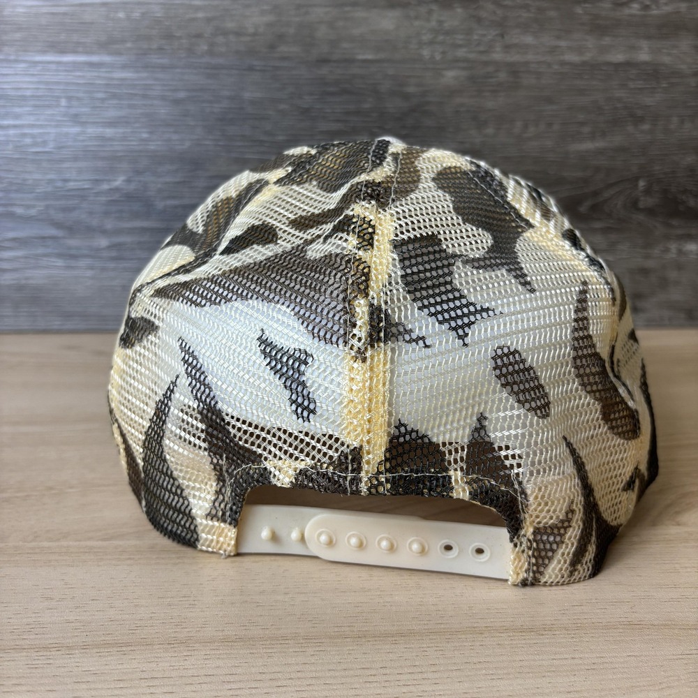 Vintage MOEN Scholzen Products Hat Cap Snap Back Tan Camo Trucker Mesh - Picture 5 of 9